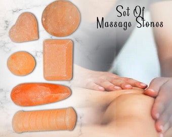 6 Pieces Complete Set of Himalayan Pink Salt Massage Bath Salts Healing Massage Stones, Soothing & Healing Massage Therapy Kit
