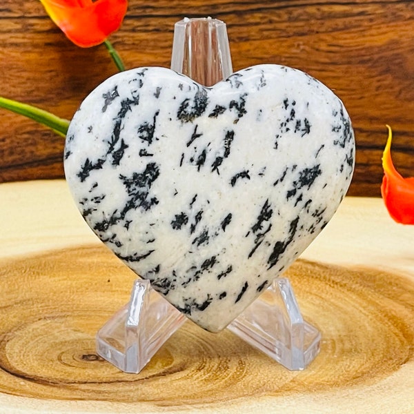 White Tiger Jasper Heart | White Tiger Pocket Stone l Crystal Healing Stone | Soothing & Calming Massage Stone | Stress Reliever