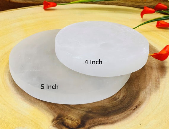 Selenite Charging Station Plates, Crystal Cleansing and Charging Station, 4 & 5 inches