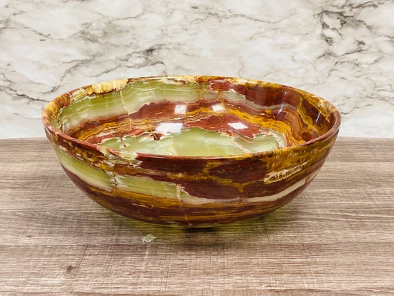 Green Onyx Bowl, Decorative & Serving Bowl, Microwave and
