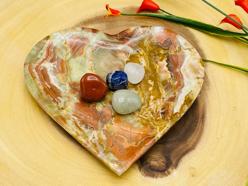 Banded Green Onyx Tray Hand Carved Heart Shape Tray Etsy