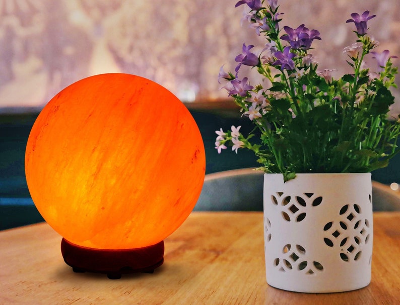 Himalayan Pink Salt Lamp with Dimmer Switch Bulb, Rock Salt Sphere Lamp, 6 Width