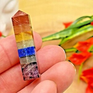 7 Chakra Crystal Point 1.5 Inch