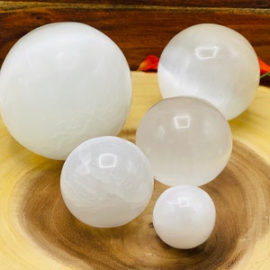 Selenite Crystal Sphere, Healing Gemstone Ball, 1.5&quot;, 2&quot;, 2.5&quot;, 3&quot; & 4 Inch balls, Pick Your Size