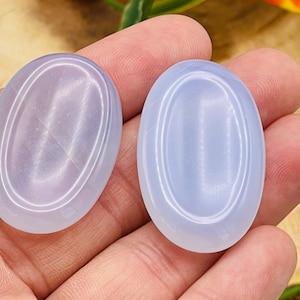 Blue Chalcedony Worry Stone, Polished Healing Pocket stone Crystals, Throat Chakra, Palm & Thumb Stone