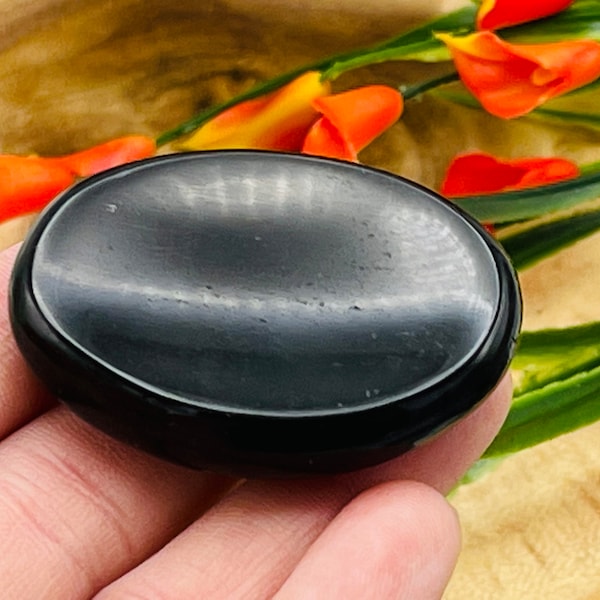 Black Obsidian Worry Stone | Black Obsidian Massage Stone | Pocket Stone | Reiki Tool | Healing Crystal | Stress Reliever | Meditation