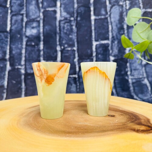 Green Onyx Tequila Shot Glasses, Food Grade Quality Glasses, 3" Height x 1.5" Width