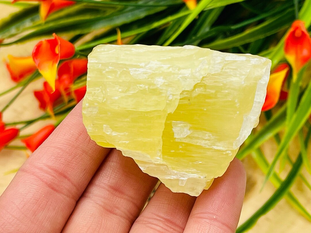 Pineapple Calcite Rough Stone, Pineapple Yellow Calcite Raw Crystal