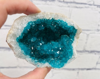 Dyed Crystal Quartz Geode, Turquoise Rock Cluster Geode, Pick your Size