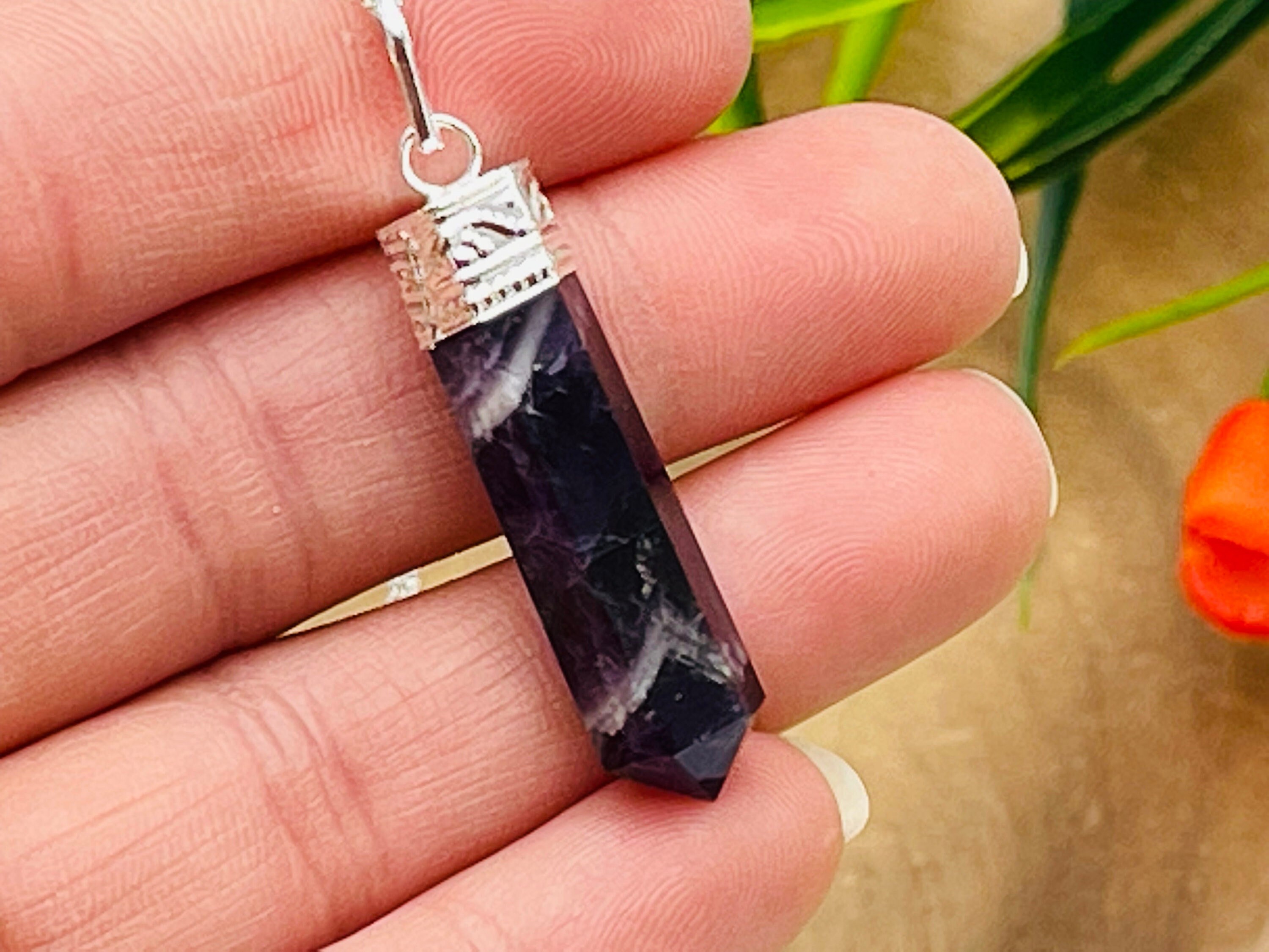 Amethyst Pendant | Chakra Healing pendant | Amethyst Chakra Charm Pendant | Grounding Chakra Pendant | Amethyst Pointer Pendant