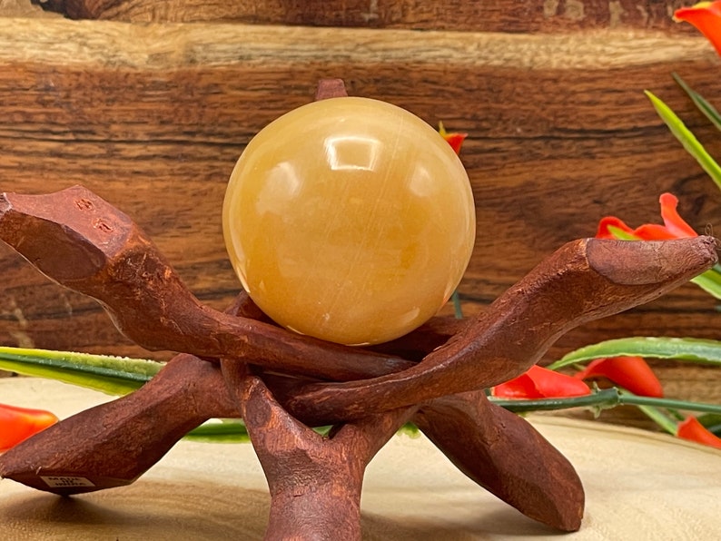 Orange Calcite Sphere, Yellow Calcite Ball, Healing Crystal afbeelding 5