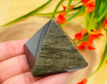 Golden Sheen Obsidian Pyramid, Healing Crystal Stone, Pick Your Size