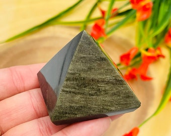 Golden Sheen Obsidian Pyramid, Healing Crystal Stone, Pick Your Size