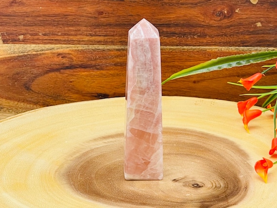 Strawberry Pink Calcite Obelisk, Calcite Tower, Healing Crystal, 5 and 6 inches