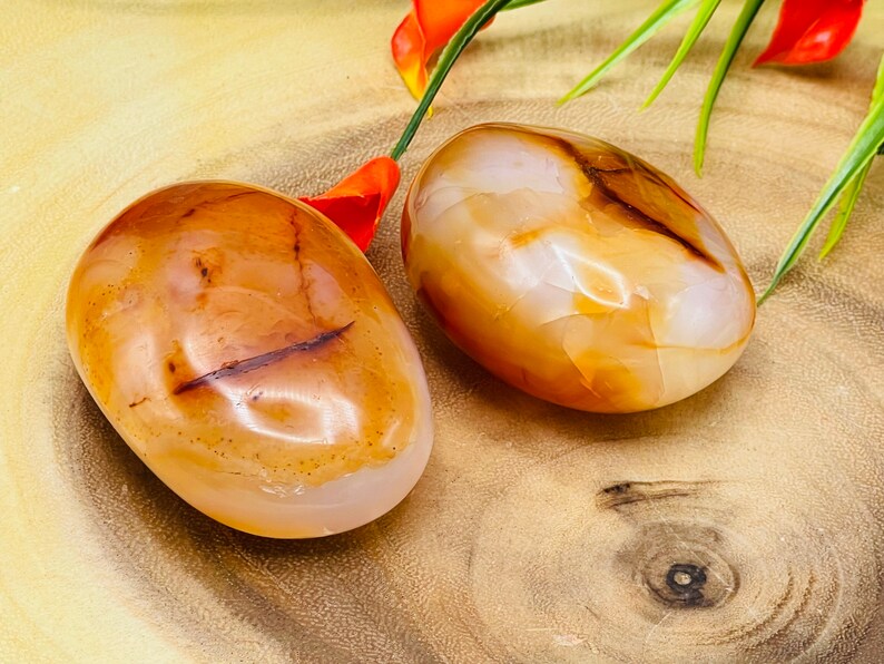Carnelian Palm Massage Stone, Healing Crystal, Pocket Stone for Protection and Grounding image 2