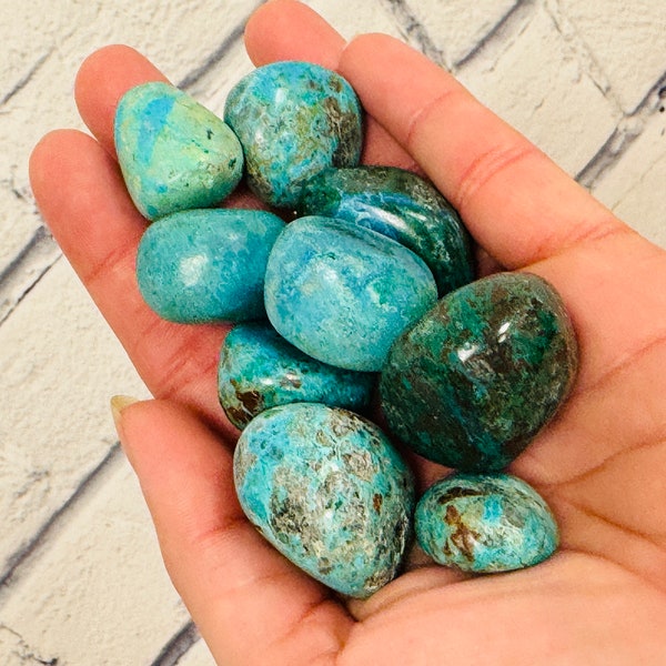 Chrysocolla Tumbled Stones, Polished Chrysocolla Crystals Pocket Healing Stone