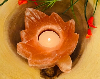 Himalayan Pink Salt Tealight Candle Holder, Votive Candle Holder with Soothing & Calming Effects, 5" Width