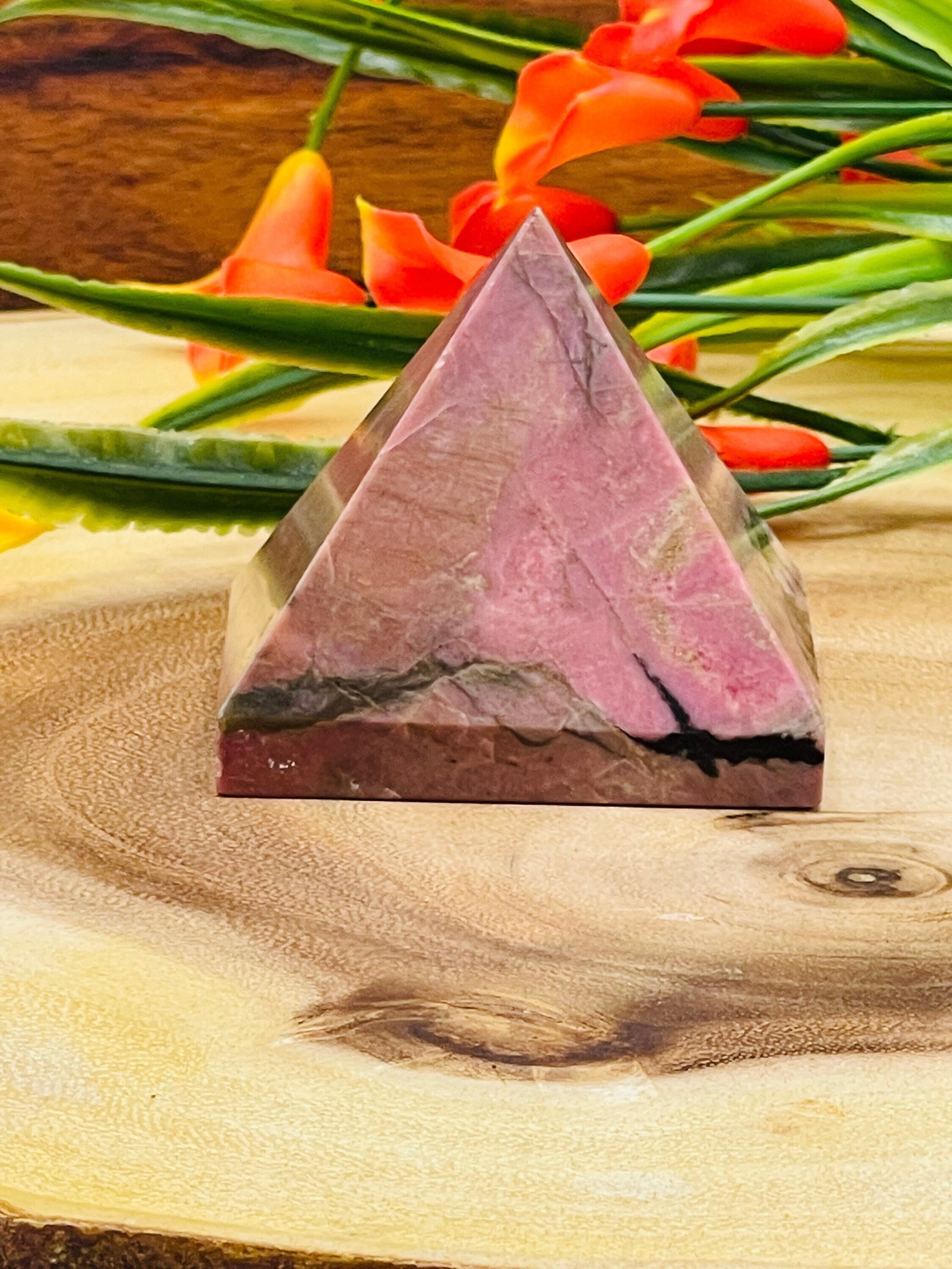 Rhodonite Crystal Pyramid, Stone Of Compassion and Love, 1 & 2 Inch