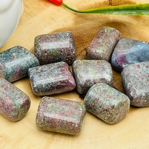 Ruby Kyanite Tumbled Stones, Ruby in Kyanite Pocket Stone