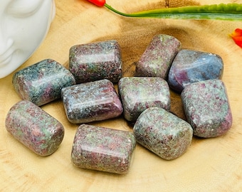 Ruby Kyanite Tumbled Stones, Ruby in Kyanite Pocket Stone
