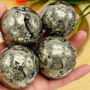 Pyrite Crystal Sphere, Fools Gold Pyrite Ball, 2" (50 mm)