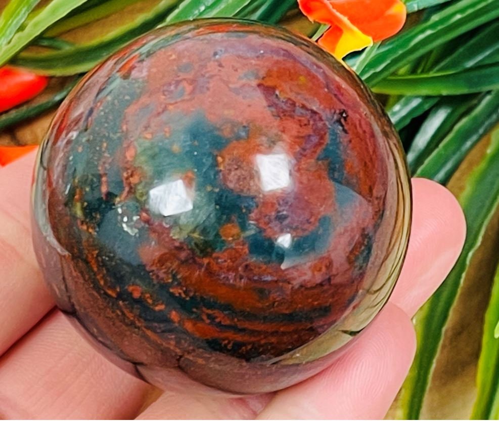 Bloodstone Sphere | Heliotrope Crystal | Bloodstone Jasper | Gemstone Sphere | Stress Reliever Crystal |  Healing Chakra | 2 inch (50 mm)