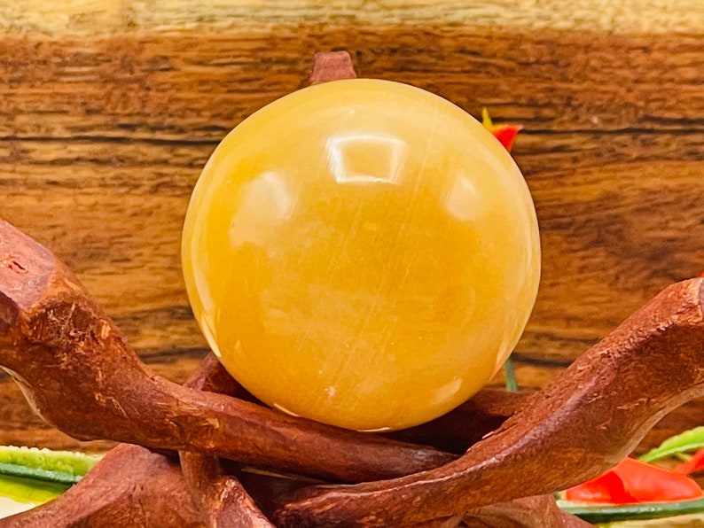 Orange Calcite Sphere, Yellow Calcite Ball, Healing Crystal afbeelding 7