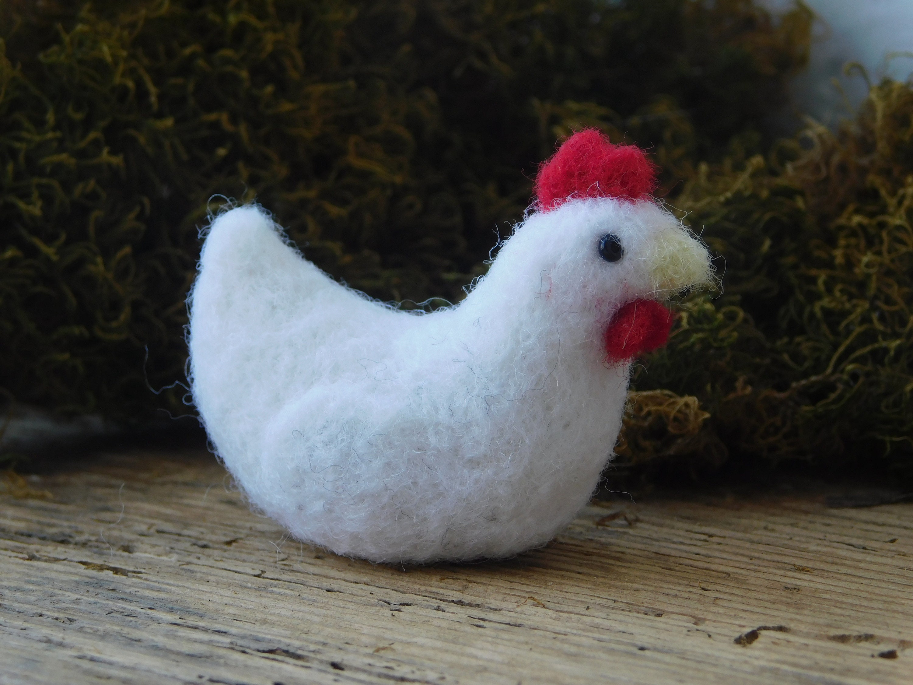 Needle felted chicken Miniature white chicken decor Easter Etsy