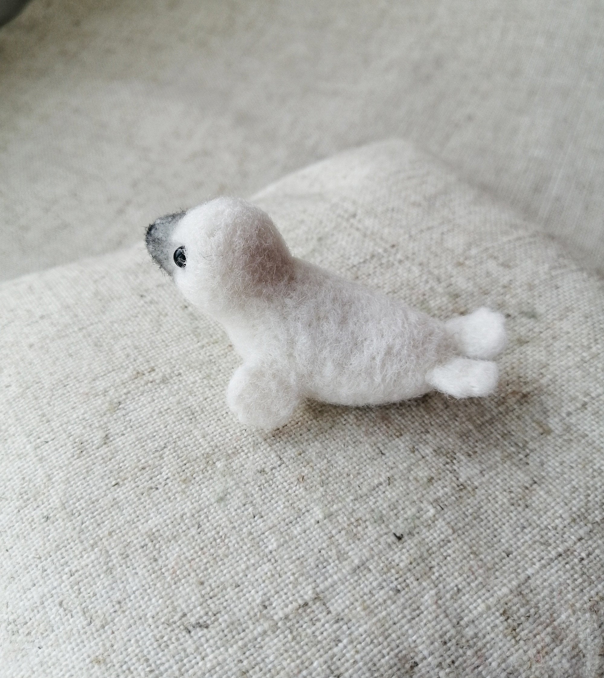 Felted seal baby/ felt seal animal/ needle felted animal/white Etsy