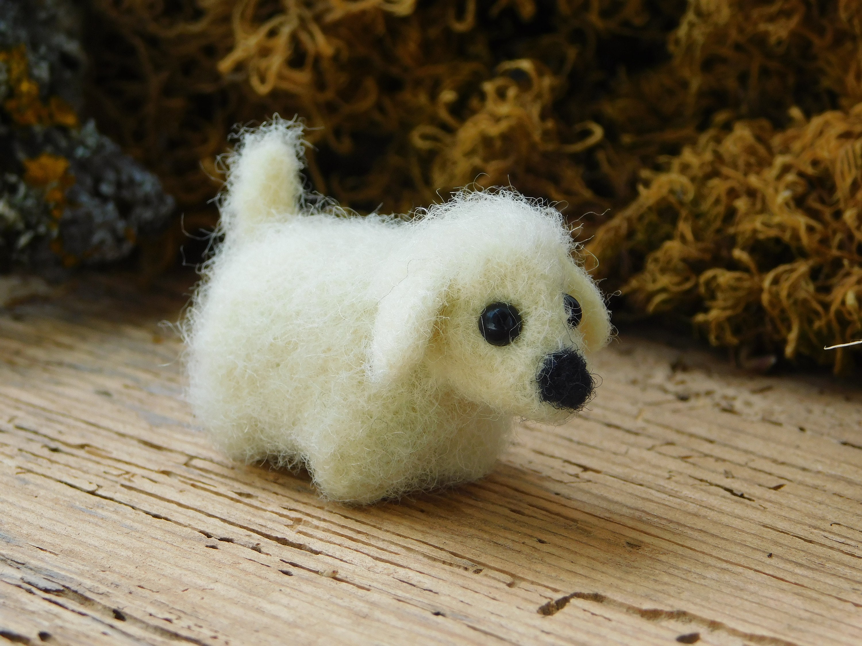 Needle felted white dog miniature dollhouse gift/ wool small Etsy