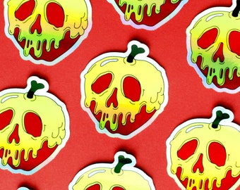 Poison Apple Holographic Sticker - Snow White vinyl laptop decal - Pop culture die cut sticker - Villainous