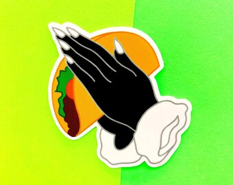 Taco Prayer Vinyl Sticker - Mexican vinyl laptop decal - Latinx die cut sticker