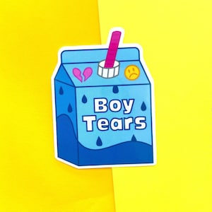 Boy Tears Vinyl Sticker - Feminist vinyl laptop decal - Funny cute die cut sticker