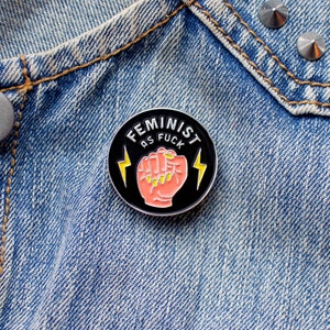 Feminist AF Enamel Pin & Holographic Sticker Set - Women empowerment gift - Girl power - Nasty woman image 5
