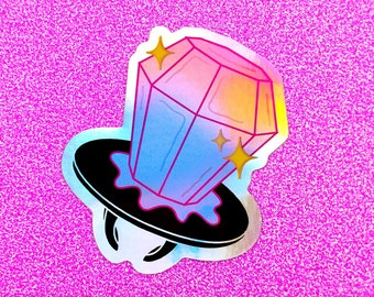 Ring Pop Holographic Sticker - Retro 90s vinyl laptop decal - Nostalgia die cut sticker - Millennial gift
