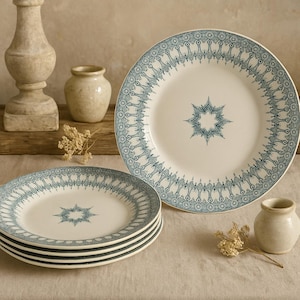 Vintage French Ironstone Dinner Plates – “Persan” Pattern by Saint-Amand & Hamage – Late 19th Century