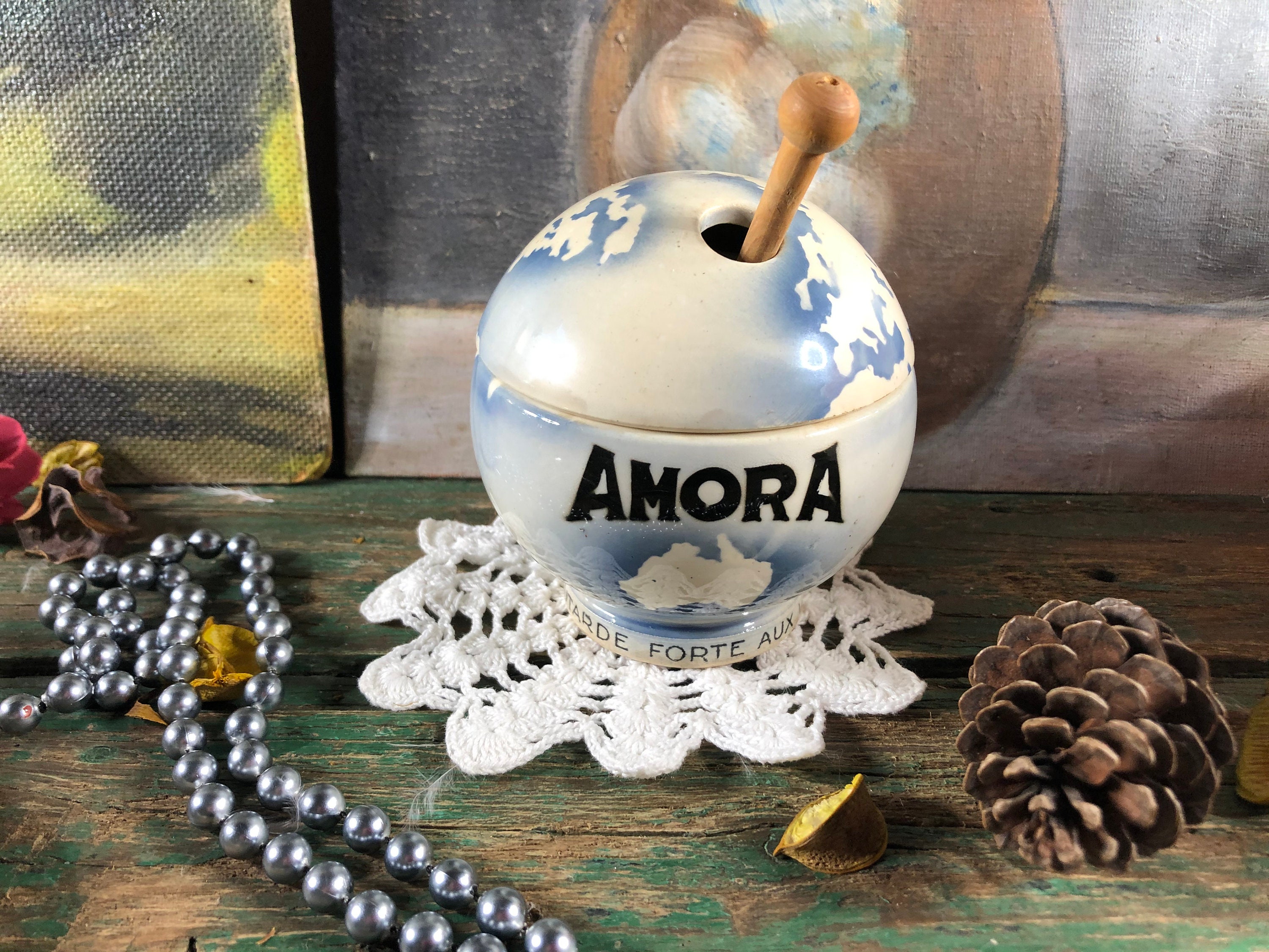 Ancien Pot de Moutarde Globe Amora Digoin