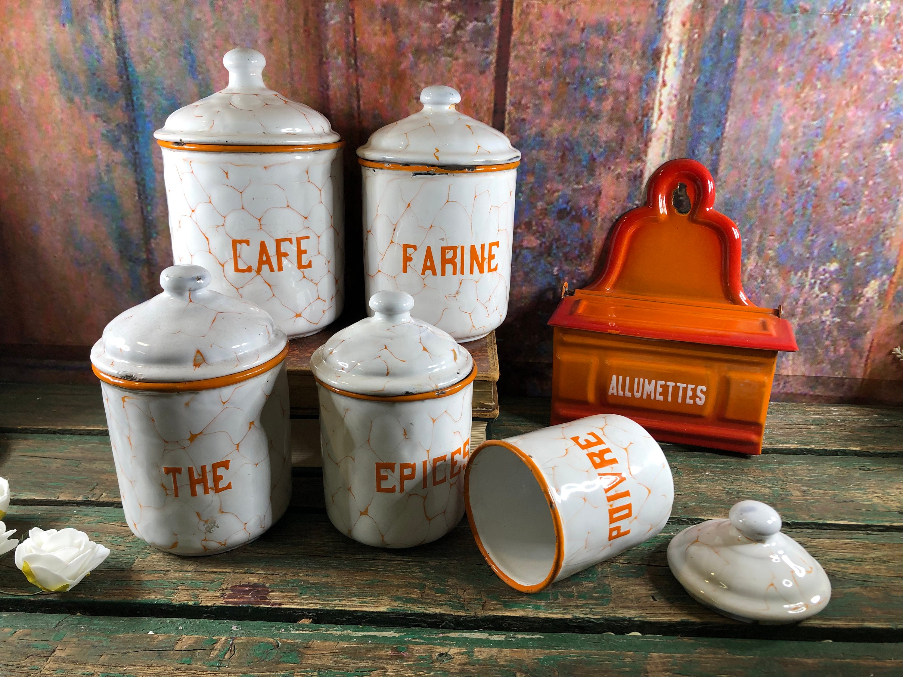 5 Pots À Épice Émaillé