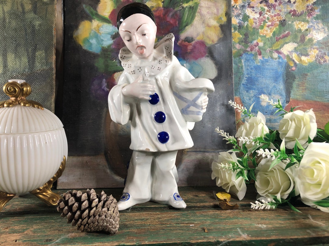 Antique French Pierrot Figurine by Georges Dreyfus Paris