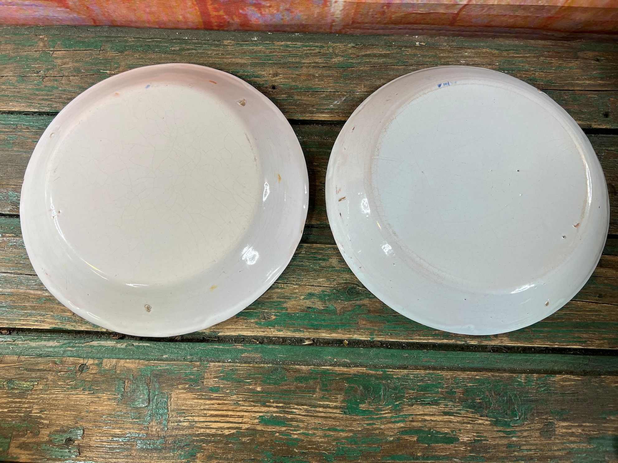 Antique Pair of French Faience Plates Nevers From the 19th Century