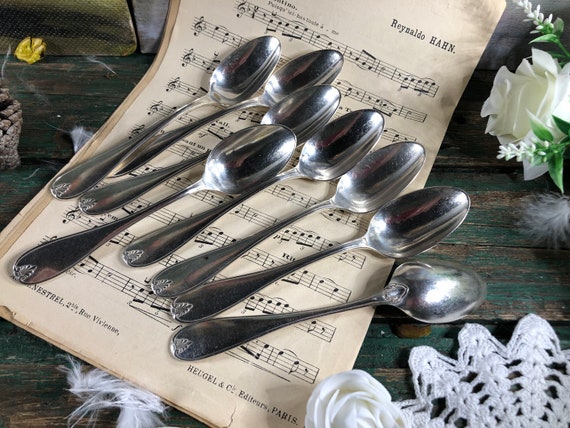Set di sei cucchiaini da tè in argento Art Nouveau - .830