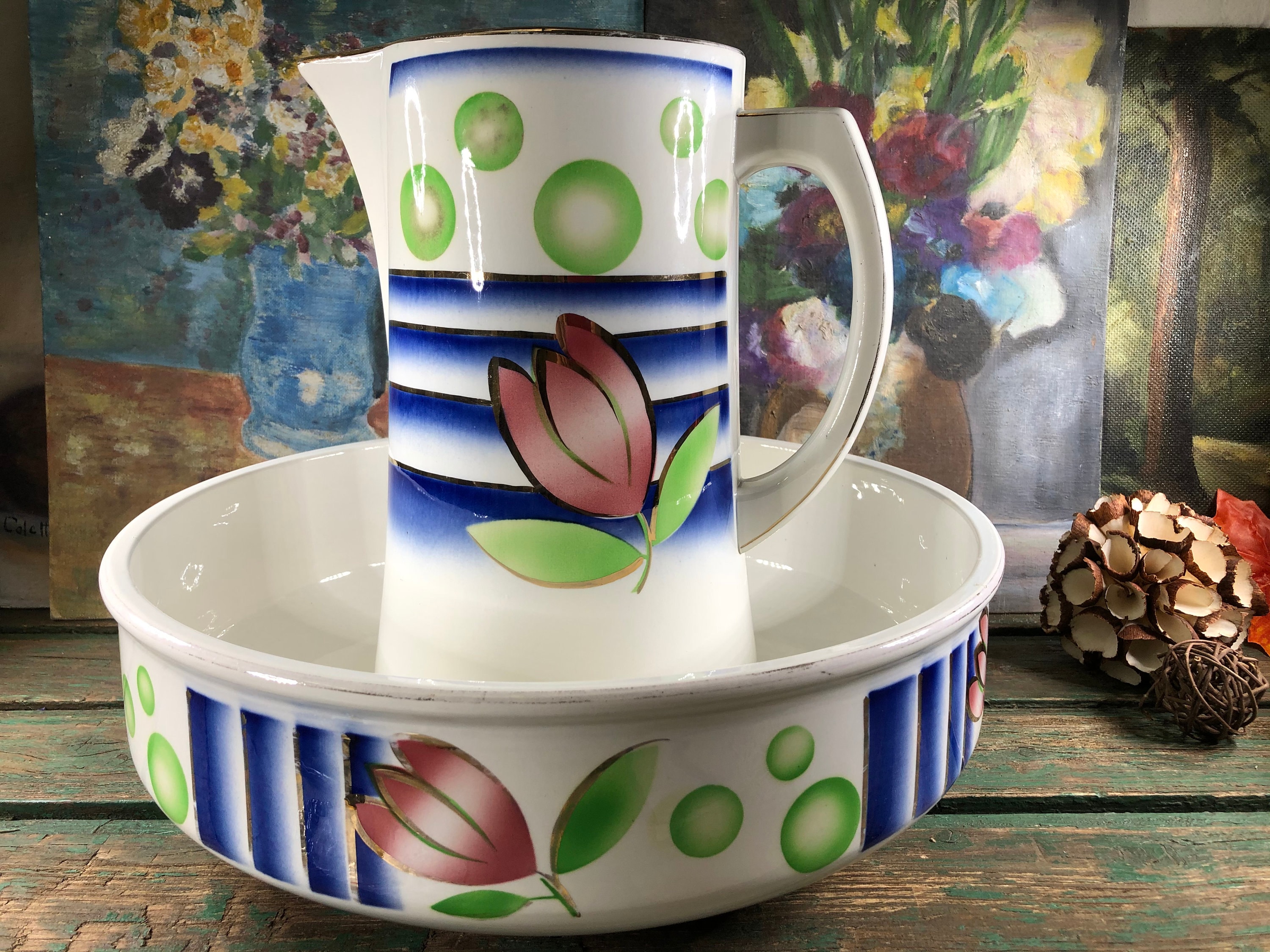 Ensemble de Toilette Art Deco Digoin Sarreguemines