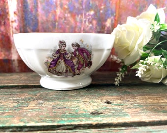 White porcelain milk bowl with character, shabby romantic bowl