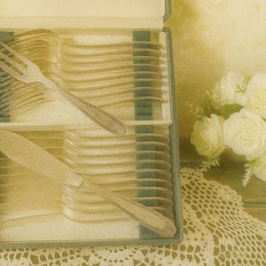 Vintage French Silver-Plated Fish Cutlery Set – Apollo – Original Case – 1950s