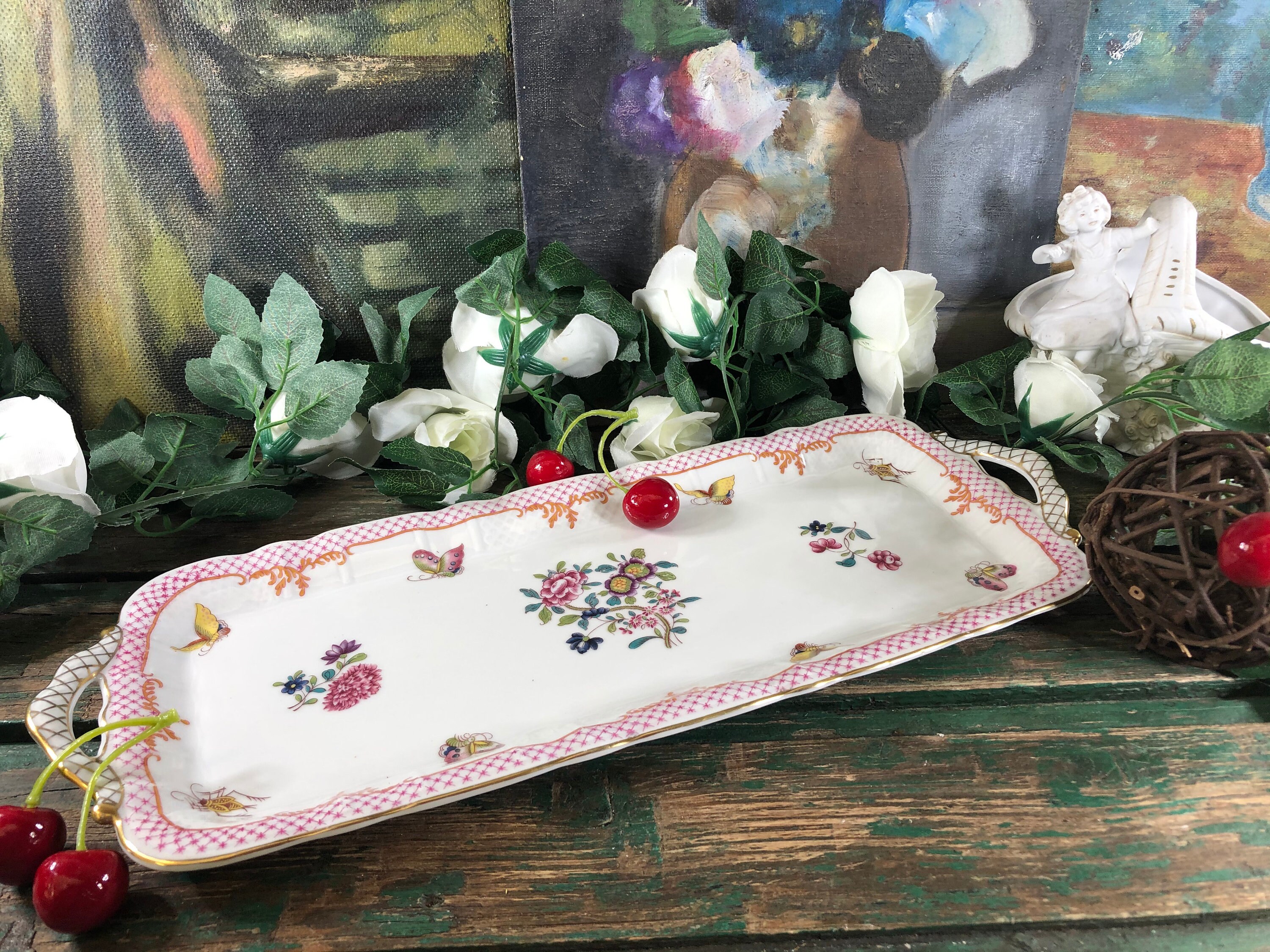 Plat de Service Rectangulaire en Porcelaine Bernardaud Limoges Compagnie Des Indes, Plat à Cake Limo