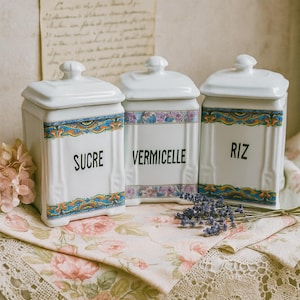 Rare French Art Deco Kitchen Canister Set – Victoria China Czechoslovakia, 1920s