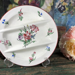 Antique asparagus plates in faience KG Luneville with flowers decor