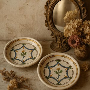 Ancienne paire d&#39;assiettes en faïence de Nevers du 19ème siècle