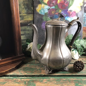 English antique tin teapot James Dixon & sons Napoleon III era