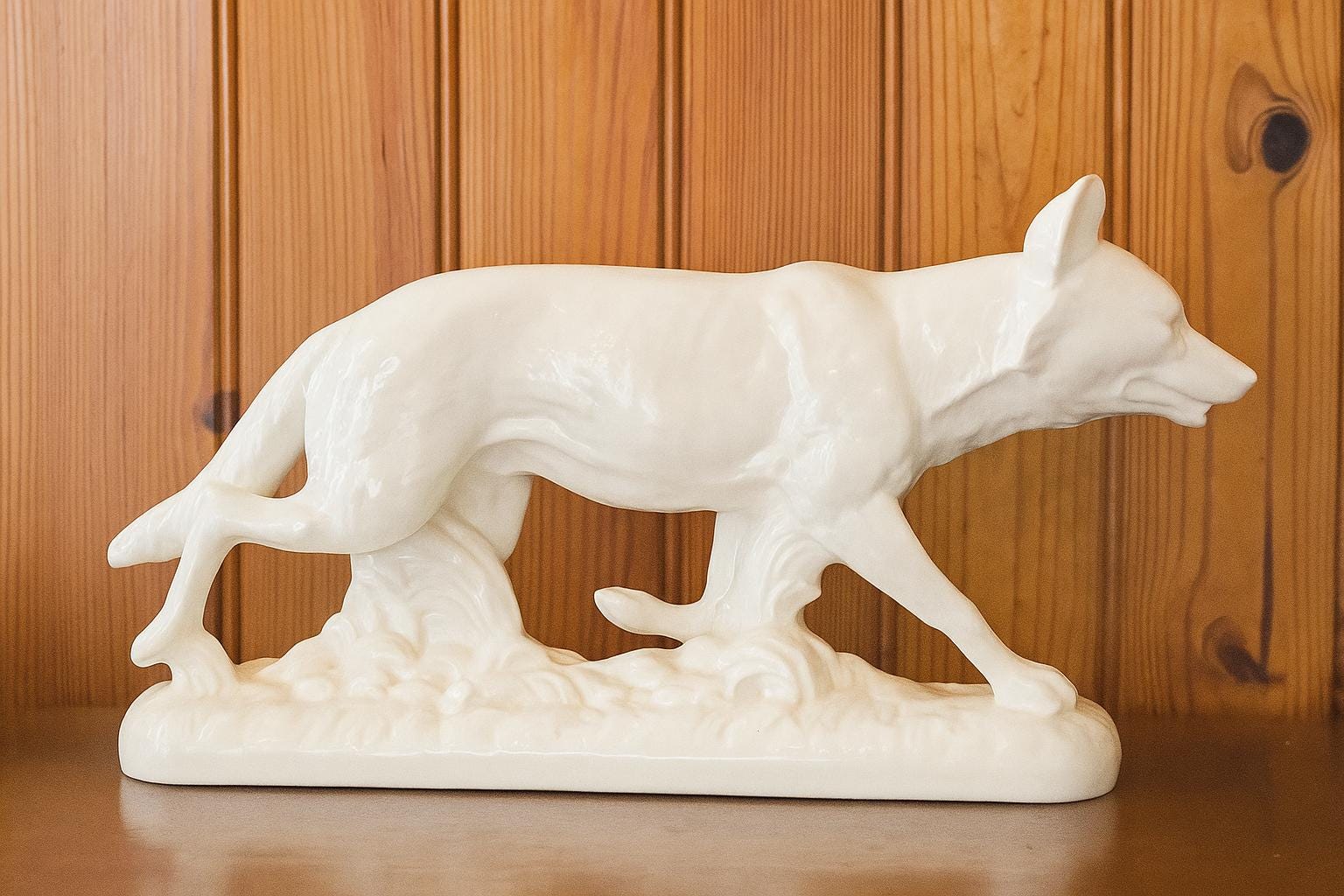 セラミック犬像 白・茶色 大きな白いセラミックの犬の像 – ディゴアン・サルグミーヌ